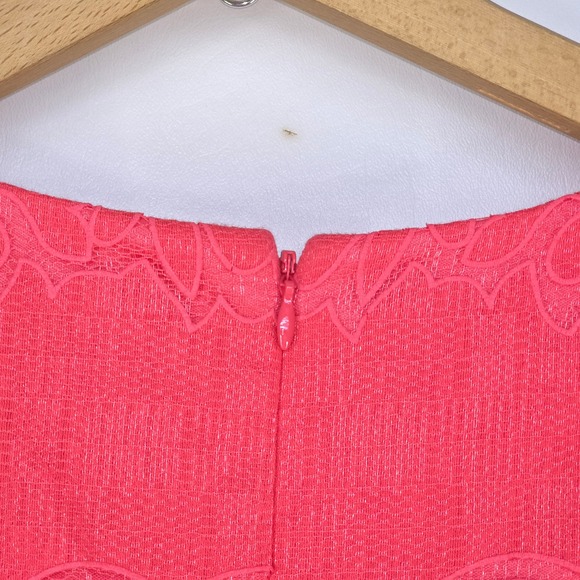 Eliza J Coral Sleeveless Lace Sheath Dress Womens 8 Scallop Hem Textured Overlay - Picture 7 of 16